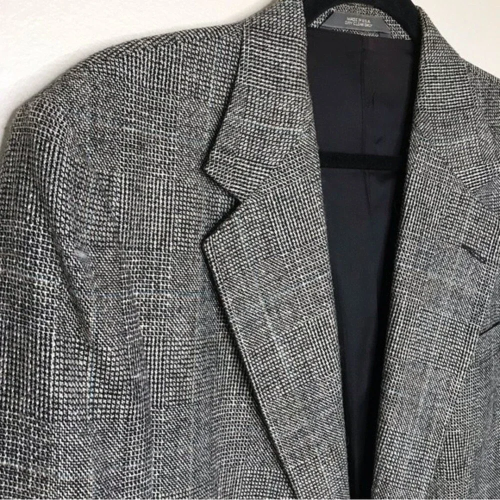Haggar Imperial Gentlemans Fit Glen Plaid Sport Coat 2 Button Jacket Mens Large